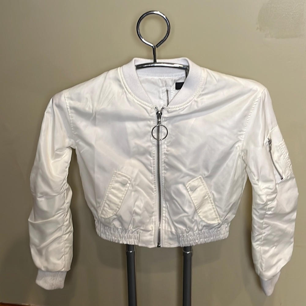 Forever 21 White Bomber jacket, Size Small, in very good used condition.